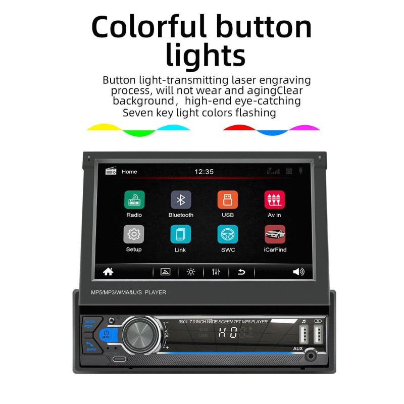 ESSGOO Flip Out Single 1 DIN 7" Car Stereo Touch