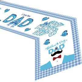 CupaPlay Happy Father's Day Party Table Runner - Fathers Day Party Decoration Tablecloth Home Decor Best Dad Ever Party Supplies Table Cloth(12 x 72 Inch)
