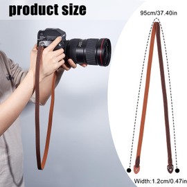 NICENEEDED Camera Shoulder Neck Strap, Brown Leather Camera Straps, Adjustable Length Vintage Neck Shoulder Slim Camera Strap Suitable for Mirrorless Compact Cameras