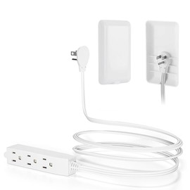 CILIA Flat-Face Outlet Extender, Ultra-Thin Wall Plate Plug with Cord Extender, 3 Outlets Power Strip, Childproof 3ft Extension Cord with Outlet Cover, Space-Saving, Hide Cords for Home, Office, White