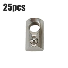 25 Pcs M8 T Slot Nuts Roll in Spring T-nut with Roll Ball, Carbon Steel for 4040 Series Aluminum Extrusion Profile Rail with 8mm Slot (Silver)