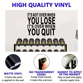 Motivational Quotes Wall Stickers for Gym: Office Inspirational Positive Vinyl Art Wall Decals for Bedroom Living Room Classroom School - You Lose It's Over When You Quit 18" X 15"