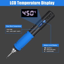 ANBES Cordless Soldering Iron Kit, 5V 8W Digital Display Wireless Portable Solder Iron Pen with LED Spotlight, Adjusable Temperature & Autosleep Mode, USB Rechargeable Soldering Tools for Electronic