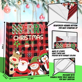 JOYGATHER 24 Pcs Christmas Party Favors Bags with Handles, Christmas Goodie Gift Candy Treat Bags with 6 Different Types for Holiday, Parties, Festivals