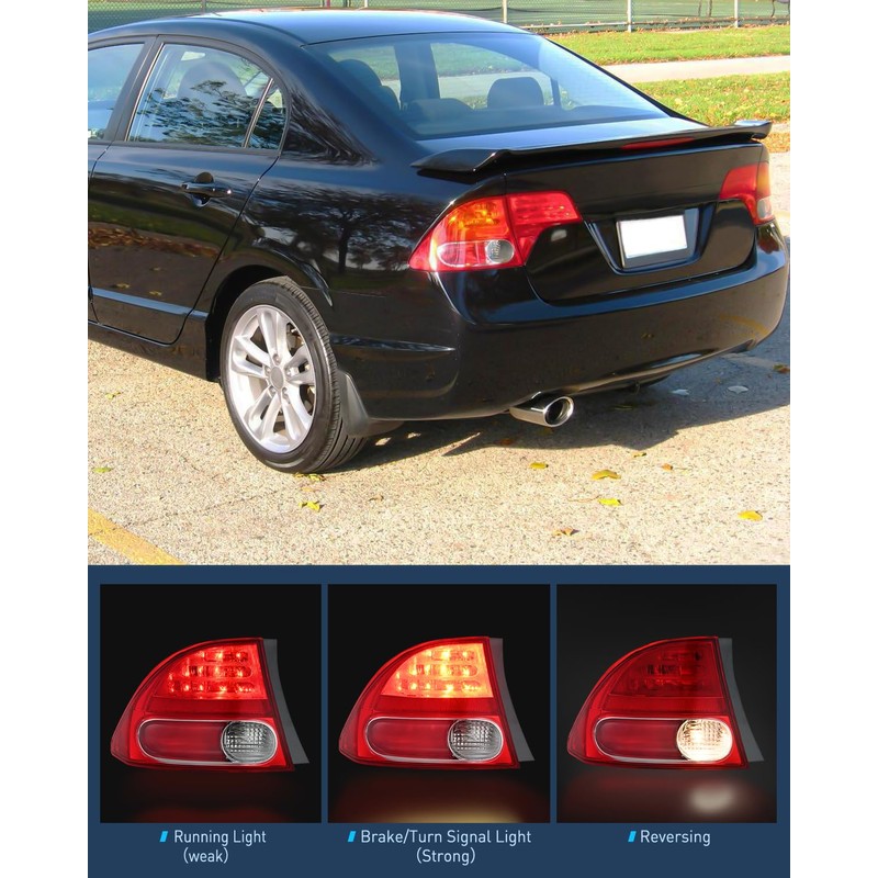 Nilight Taillight Assembly Compatible with 2006 2007 2008 Honda Civic