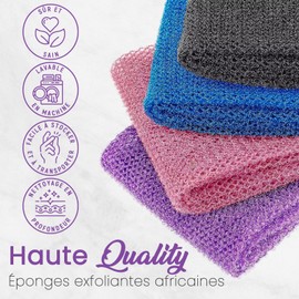 Djampe African Exfoliating Body Scrub in Shower Net – Natural Exfoliating for Men and Women (75 x 14 cm) (Black)