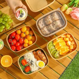 30 Bowls Kraft Contenedores Biodegradables 25 Oz Con Tapa                                                                                             