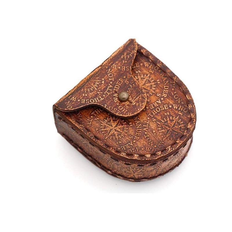 Thoreau's Go Confidently Quote Engraved Compass with Stamped Leather case