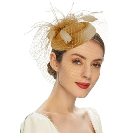 KalluliCC Gold Kentucky Derby Fascinators for Women, Fascinators for Women Tea Party Fascinator for Women for Cocktail Church Wedding