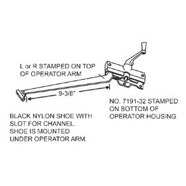 9-3/8" Andersen Right Hand Casement Stone Operator Assembly