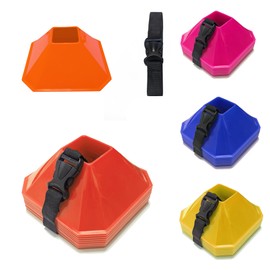 Pro Square Training Cones Options - (Set of 10) - APEX PRO Sports - Training Cones with Carry Strap for Training, Soccer, Football, Basketball,Kids and Other Sports and Games (Orange)