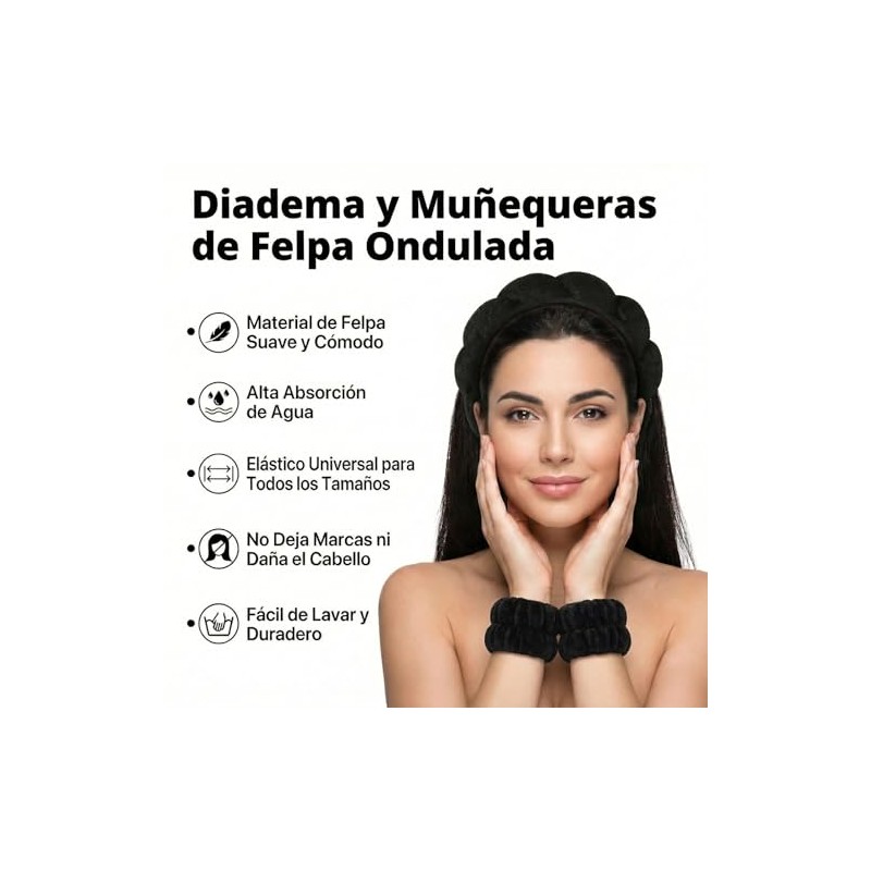 Set negro de 14 piezas MODAMNGL con diadema nube, pulseras,