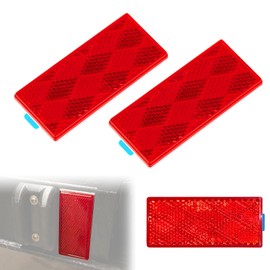 PSLER 2pcs Rectangle Reflectors - High Reflectivity Reflectors Stick On, Self-Adhesive Plastics Reflectors Fits for Vehicles, Motocycle, Trailers, RVs, Boats, and More, Red