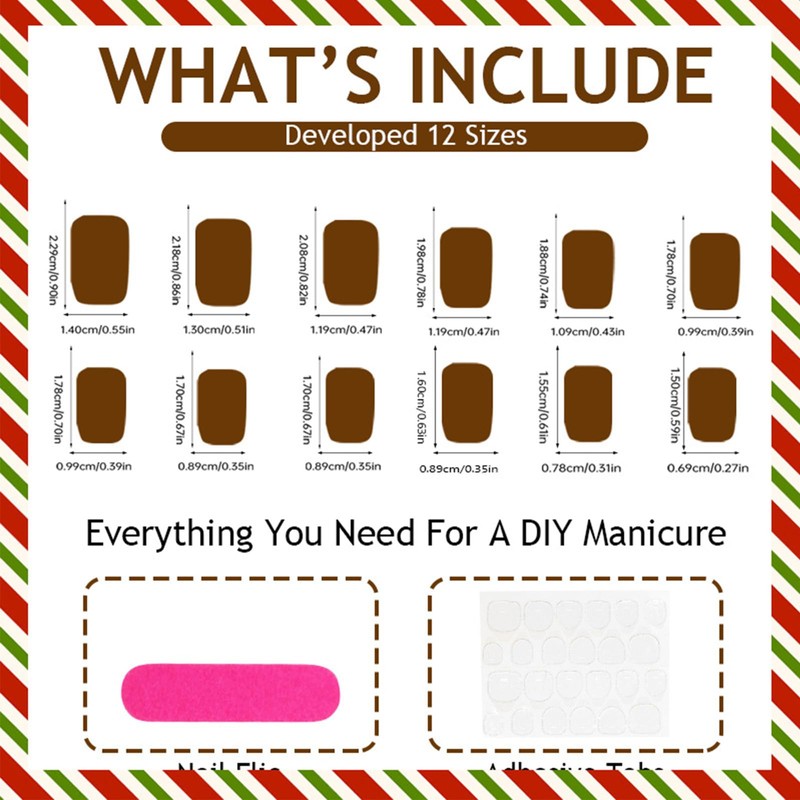 Gingerbread Man Short Square False Nails Christmas Press on Nails