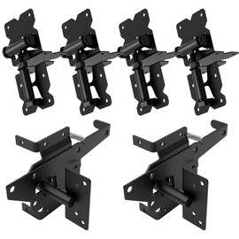 WINSOON Stainless Steel Self Closing Gate Hinge and Latch Hardware Kit, Heavy Duty Adjustable Tension Gate Hinges 4-Pack & 2-Automatic Latch, Gate Hardware Kit for Wood/Vinyl Fence Gate