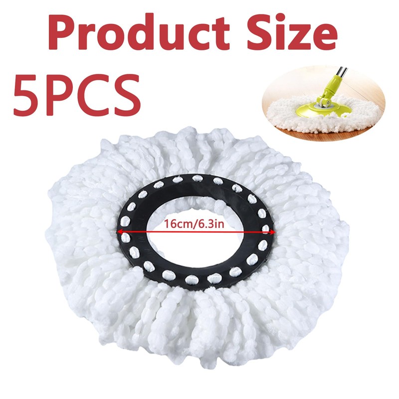 5 Pcs Mop Heads, Spin Mop Heads for Circular Swivel