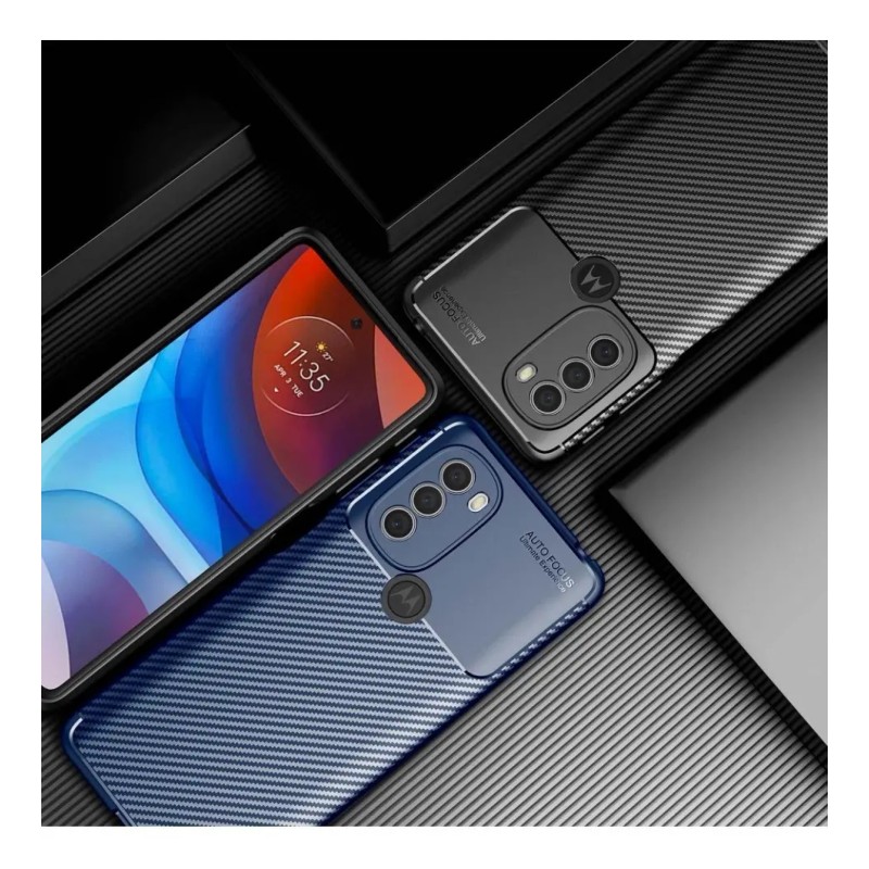 Funda Slim Tpu Acabado Tipo Fibra De Carbono Moto G31