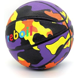 REBOILPHASE - Baloncesto de goma de agarre premium para 6 niños, baloncesto pequeño, baloncesto juvenil, baloncesto GIF-Lakers Camo