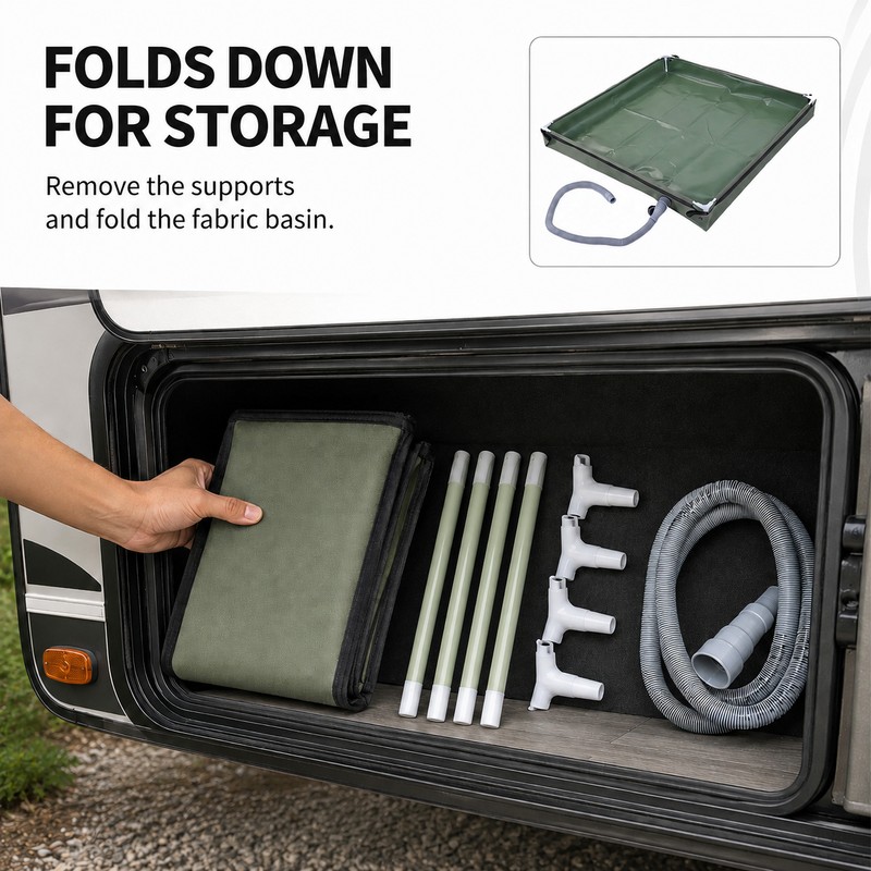 31.5-Inch Foldable Portable Shower Pan with Detachable Drain Pipe