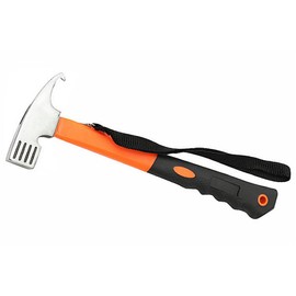 Camping Hammer Heavy Duty with Tent Stake Remover,12" high Carbon Steel Tent Hammer- Rubber Covered Handle Tent Mallet with Holding Strap