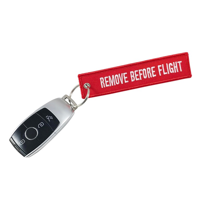 REMOVE BEFORE FLIGHT Keyring, Red / Pack of 5