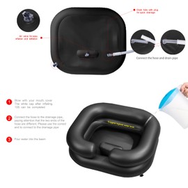 Inflatable Shampoo Basin for Bedridden and Disabled,Portable Shampoo Bowl for Injured, Hair Washing Basin for Childred,Pregnant Woman,Easy Hair Washing at Home (Black)