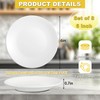 8 Pack Ceramic Dessert Plates, 6 Inch, Round, White