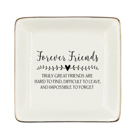 WODMIS Friendship Friend Gifts Ceramic Jewelry Tray Dish, Best Friends Forever Bff Jewelry Plate Ring Trinket Dish, Graduation Friendship Gifts For Women Friends Female Birthday Christmas