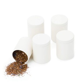 Tianhui Small Tin Can Box with Airtight Lids Canister for Coffee Tea Candy Storage Loose Leaf Tea Tin Containers Storage 5 Pcs (White, M)