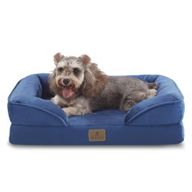 Bedfolks Orthopedic Dog Bed Extra Small, Waterproof Dog Sofa Bed for Small Dogs & Cats, Egg Foam Pet Couch Bed with Removable Washable Cover and Nonslip Bottom, Navy Blue