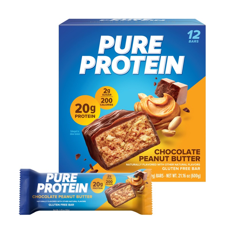 Pure Protein Chocolate Peanut Butter Protein Bars – 20g Protein,