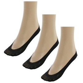 [Japan Knit Chuo Wholesale Commercial Association] Women's Footcover, Shallow Shoes, 3 Pairs Set, Hard to Slip Off, Double Layer, Sole, Non-Slip, Non-Sewing, Socks, Pumps, Cover Socks, Black 3 Pair