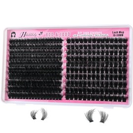 Wispy Lash Clusters 80D+100D individual Lashes Clusters 10-18mm Thick Volume Lashes Cluster Eyelash Extensions 320Pcs Waterproof DIY Lash Extension at Home, by Hushlibaby(Plant Fiber)