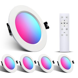 Großcat LED Recessed Spotlight, 230 V, RGBW, Smart LED Spotlights, Dimmable, App, Bluetooth Recessed Spotlights, Warm and Cold White, Colour Changing, 2700 K - 6000 K, Set of 4, 10 W, Aluminium, LED