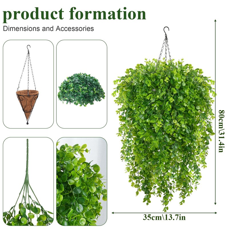 2 Set Fake Hanging Plants Baskets for Outdoors 30" Fall
