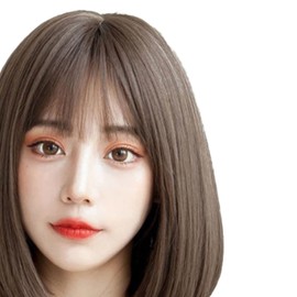 Women Short Straight Wig, Women Wig Deep Brown Short Wig Fashionable Sweet DIY Deep Brown Short Wig for Girls