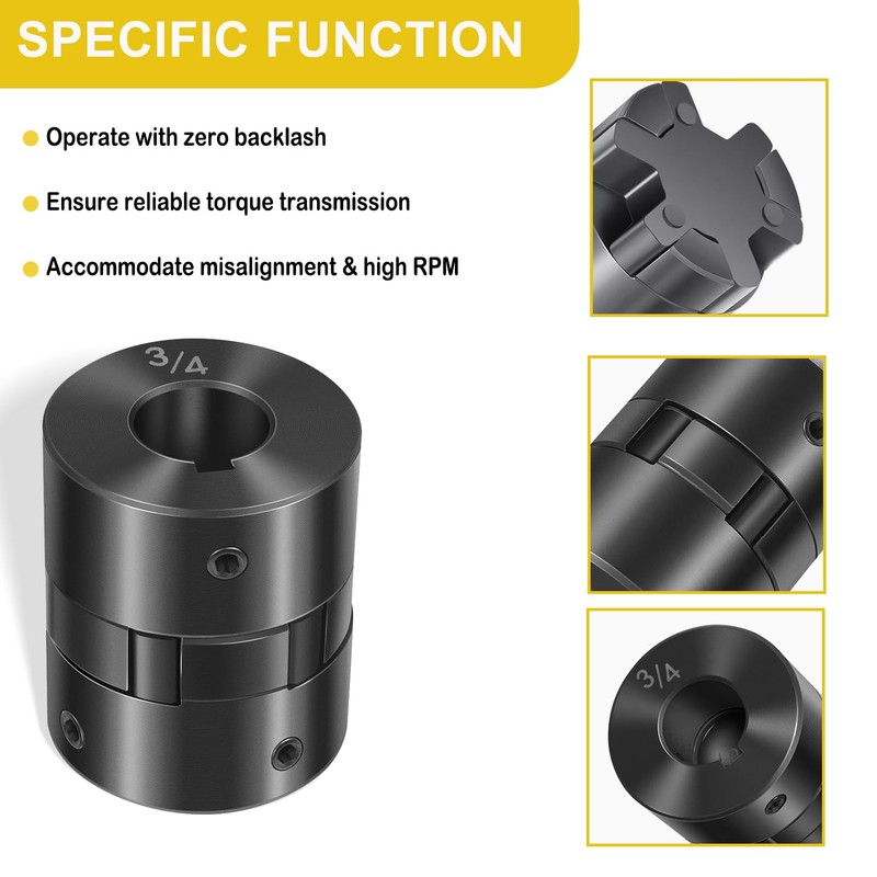 1/2" to 3/4" L075 Flexible 3-Piece L-Jaw Coupling Coupler Set