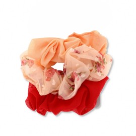 Scrunchies Floral Design Hair Scrunchies Soft Gentle Fabric Bobbles Large Scrunchie Elastic Hair Ties Ponytail Holders Scrunchies For Women Girls All Hair Types Hair Accessories Assorted Colours (3pc)