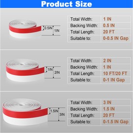 ToLanbbt Weather Stripping Silicone Door Seal Strip 3 in x 20 ft Door Draft Stopper Self Adhesive Door Draft Tape, Side & Bottom Gaps Insulation Strip for Glass Shower Door Sliding Door Window, White