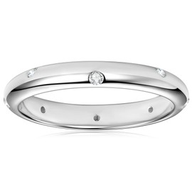 TIMEFASHION Moissanite Wedding Band Eternity Ring D Color VVS1 925 Sterling Silver Stackable Ring for Women Wife Anniversary Ring Birthday Gifts (8)