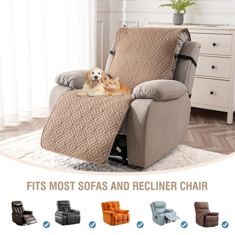 Genina Waterproof Recliner Chair Cover - 100% Protection! Non-Slip, Washable