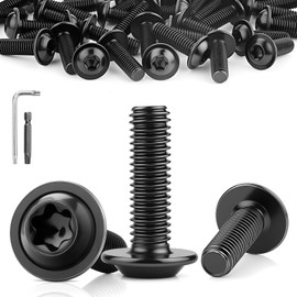 TXXATX Pack of 35 Flat Head Screws M5 x 12 mm Torx Black Rounded Head Screws with Flange ISO 7380-2 Flange Screw Stainless Steel A2 V2A Threaded Screws for Wood Scaffolding Table Legs Vehicle