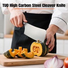 TUO Meat Cleaver Knife - 6" Sharp Butcher Knife for Meat Cutting, German High Carbon Steel Meat Chopper with Pakkawood Handle - Fiery Phoenix Series