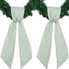NUVCELKA Green Striped Wreath Ribbon Set 2 Pack for Door