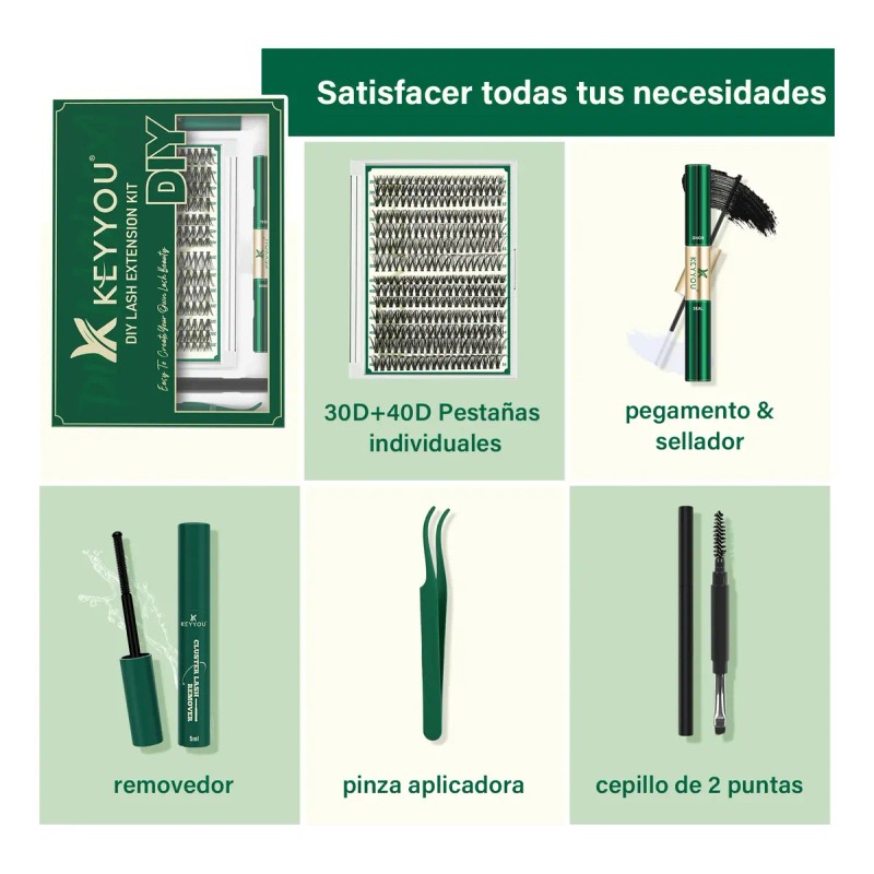 Kit Pestañas Mink Sintético Keyyou Ky-rrkit-30d+40d