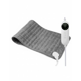 Heating Pad, Electric Heating Pad 24"X12" for Back Neck Shoulder Belly Heating Technology, Ultra-Soft Moist & Dry Therapy Heat Pad with 10 Temperature Settings 3 Timer, Automatic Switch-Off, Grey