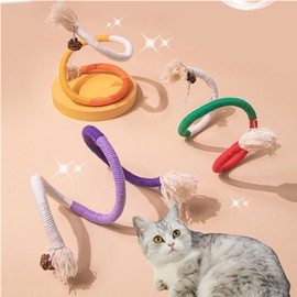 Bent Cat Rope Toy, 3 Pcs Pet Chew Toys, Interactive Tease Toys for Cats and Kittens, Bite-Proof Playthings, Cotton Rope Kitten Toys, for Teeth Cleaning,Interactive Cat Dental Toy for Cats Kittens