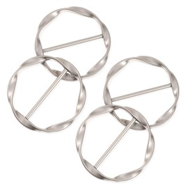 Scarf Ring Clip, 4 Pieces Metal T-Shirt Clips Scarf Silk Scarf Ring Clip Round Ties Ring Clips Clothing Ring T-Shirt Tie Rings Fashionable Twist Knot Clip for Women Girls Clothing, Silver Gray