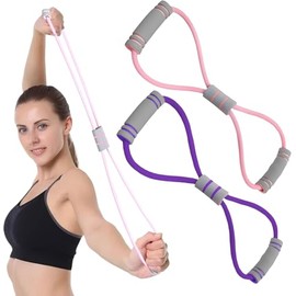 2 Pcs 8-Shaped Resistance Bands with Handles, Exercise Bands for Arm Back Shoulder Stretch, Yoga Gym Fitness Pulling Rope for Women and Men, Elastic for Arm and Shoulder Stretch Strength Training