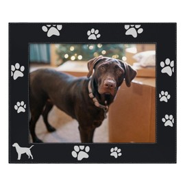 ThisWear Sentimental Photo Frame Labrador Paw Prints 8x10 Leatherette Photo Frame Black